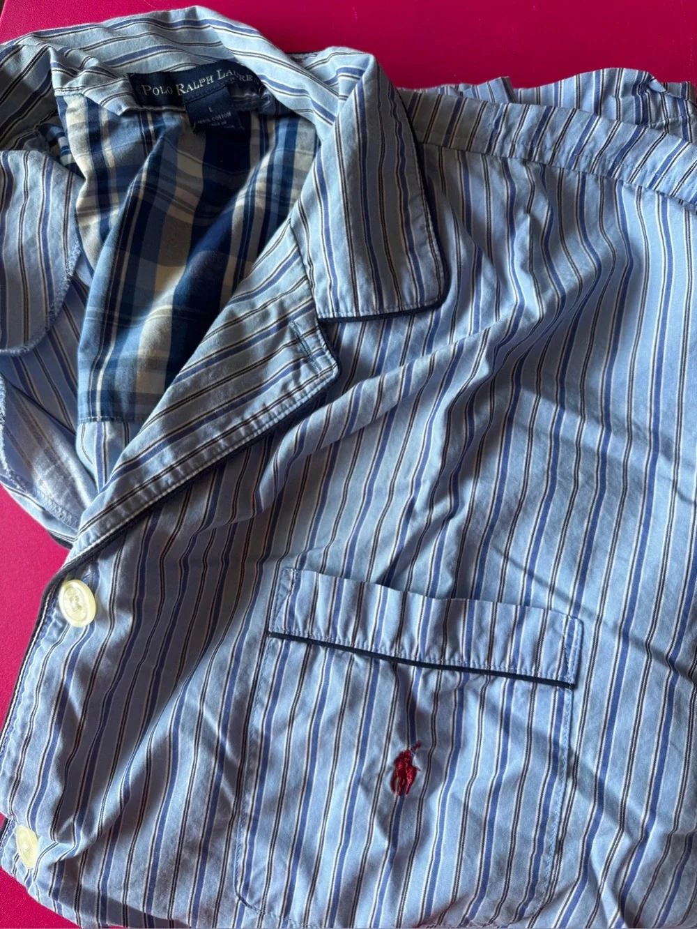 Polo by Ralph Lauren Men's Blue Stripe Button-down pajama set